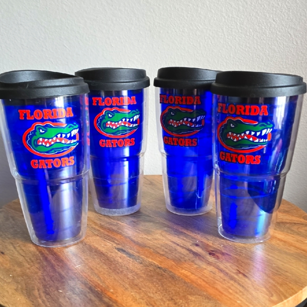 Florida Gators Blue Travel Tumbler Set With Lids Set Of 4 Made In The USA